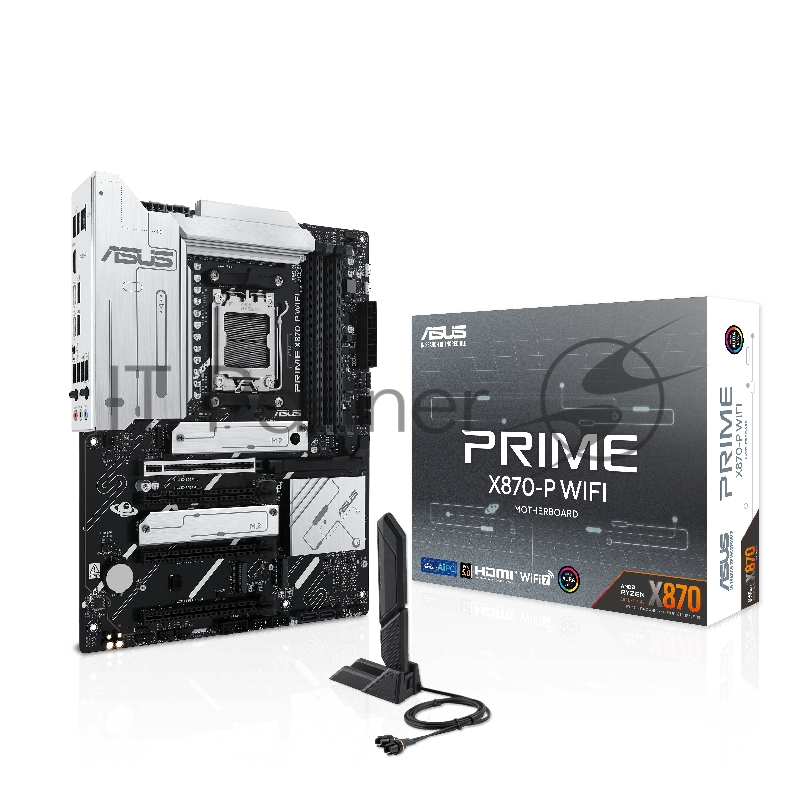 Материнская плата ASUS PRIME X870-P WIFI, AM5, AMD X870, 4xDDR5, 2xSATA, 4xM.2, 1xPCI-E 5.0 x16, 2xPCI-E 4.0 x1, 1xHDMI, 2xUSB-C, 1x 2.5Gb LAN, 4xUSB-A 3.2 Gen 1, 1xUSB-A 3.2 Gen 2, 4xUSB-A 2.0, 3x3.5 мм, 7.1, 1xWi-Fi 7, ATX