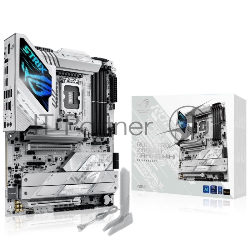 Материнская плата ASUS ROG STRIX Z890-A GAMING WIFI, LGA 1851, Intel Z890, 4xDDR5, 4xSATA, 5xM.2, 1xPCIe 4.0 x16, 1xPCIe 5.0 x16, 1xHDMI, 1xDP, 1x 2.5Gb LAN, 2xUSB-A 3.2 Gen 1, 5xUSB-A 3.2 Gen 2, 1xUSB-C 3.2 Gen 2, 2xThunderbolt 4, 2x3.5 мм, 7.1, ATX