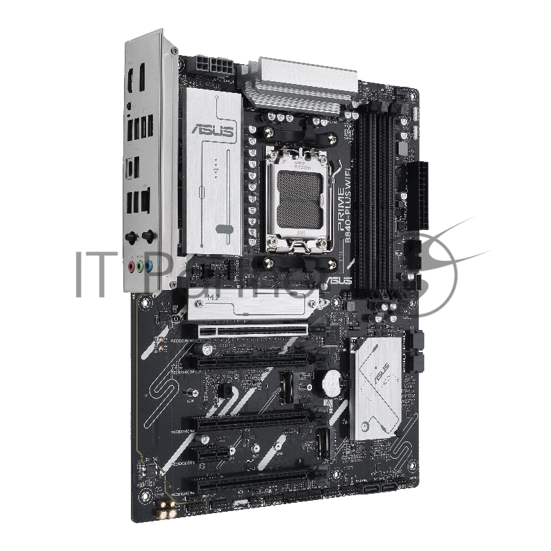 Материнская плата ASUS PRIME B840-PLUS WIFI, AM5, AMD B840, 4xDDR5, 4xSATA, 3xM.2, 1xPCIe 4.0 x16, 1xPCIe 3.0 x16, 2xPCIe 3.0 x16, 1xPCIe 3.0 x1, 1xDP, 1xHDMI, 1x 2.5Gb LAN, 8xUSB-A, 3x3.5 мм, 7.1, ATX