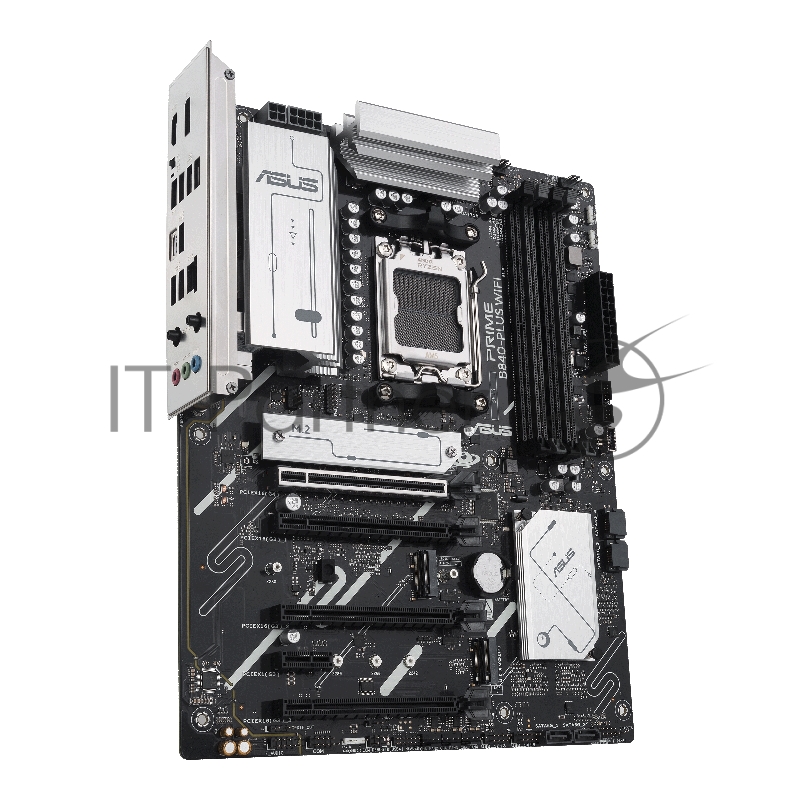 Материнская плата ASUS PRIME B840-PLUS WIFI, AM5, AMD B840, 4xDDR5, 4xSATA, 3xM.2, 1xPCIe 4.0 x16, 1xPCIe 3.0 x16, 2xPCIe 3.0 x16, 1xPCIe 3.0 x1, 1xDP, 1xHDMI, 1x 2.5Gb LAN, 8xUSB-A, 3x3.5 мм, 7.1, ATX
