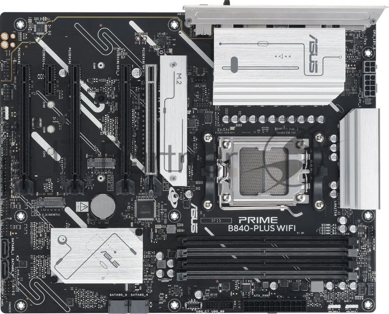 Материнская плата ASUS PRIME B840-PLUS WIFI, AM5, AMD B840, 4xDDR5, 4xSATA, 3xM.2, 1xPCIe 4.0 x16, 1xPCIe 3.0 x16, 2xPCIe 3.0 x16, 1xPCIe 3.0 x1, 1xDP, 1xHDMI, 1x 2.5Gb LAN, 8xUSB-A, 3x3.5 мм, 7.1, ATX