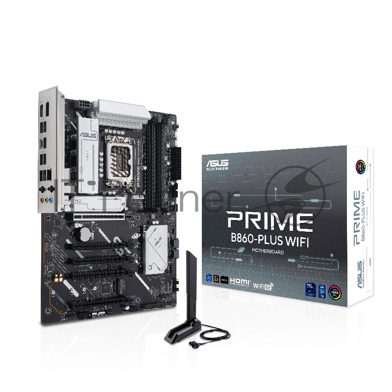 Материнская плата ASUS PRIME B860-PLUS WIFI, LGA 1851, Intel B860, 4xDDR5, 4xSATA, 2xM.2, 1xPCIe 5.0 x16, 4xPCIe 4.0 x16, 2xUSB-C, 4xUSB-A 3.2 Gen 1, 2xUSB-A 3.2 Gen 2, 1xHDMI, 1xDP, 1x2.5Gb LAN, 7.1, ATX