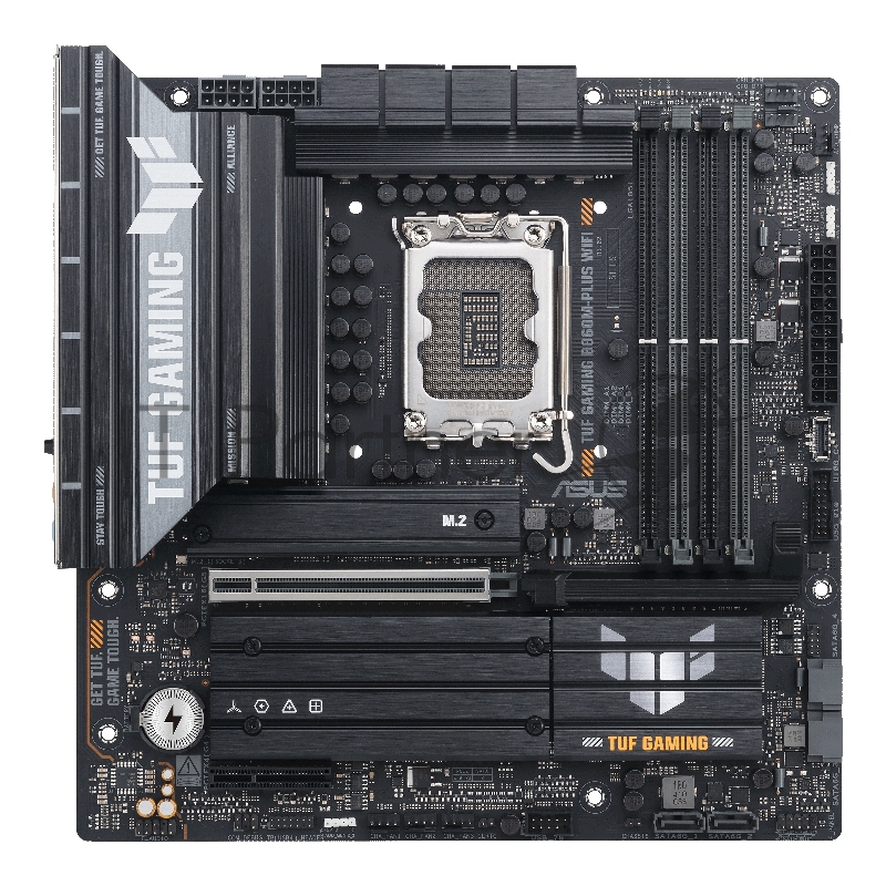Материнская плата ASUS TUF GAMING B860M-PLUS WIFI, LGA 1851, Intel B860, 4xDDR5, 4xSATA, 3xM.2, 1xPCIe 5.0 x16, 1xPCIe x4, 1xUSB-C, 4xUSB-A 3.2 Gen 1, 2xUSB-A 3.2 Gen 2, 1xHDMI, 1xDP, 1x2.5Gb LAN, 7.1, mATX