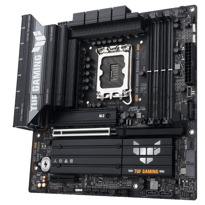 Материнская плата ASUS TUF GAMING B860M-PLUS, LGA 1851, Intel B860, 4xDDR5, 4xSATA, 3xM.2, 1xPCIe 5.0 x16, 1xPCIe x4, 1xUSB-C, 4xUSB-A 3.2 Gen 1, 2xUSB-A 3.2 Gen 2, 1xHDMI, 1xDP, 1x2.5Gb LAN, 7.1, mATX