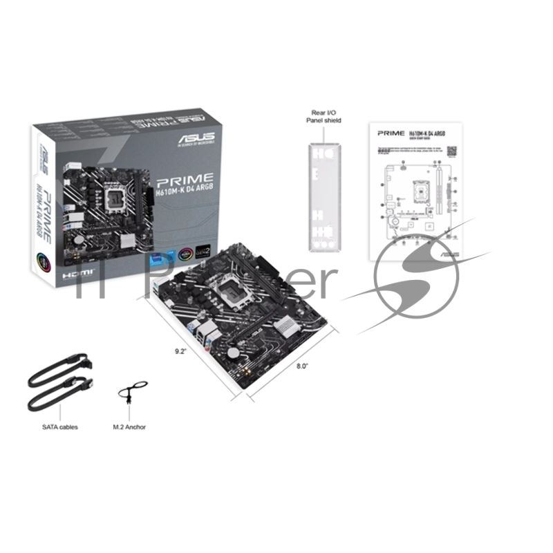 Материнская плата ASUS PRIME H610M-K D4 ARGB, LGA 1700, Intel H610, 2xDDR4, 4xSATA, 1xM.2, 1xPCIe 4.0 x16, 1xHDMI, 1x1Gb LAN, 2xUSB 5Gbps, 4xUSB 2.0, 7.1, mATX