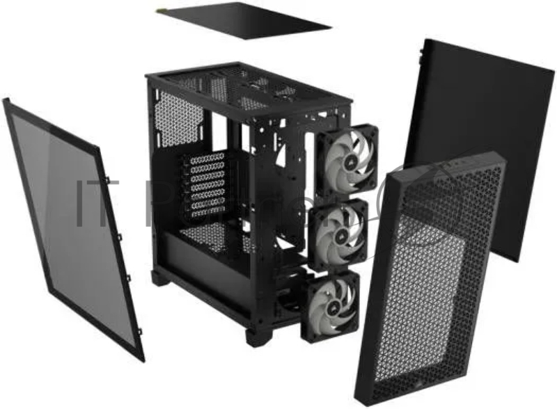 Корпус без блока питания Corsair 3000D RGB Airflow, Midi-Tower, TG, 3x120mm RGB, 2xUSB-A 3.2, E-ATX, ATX, mATX, mITX Black