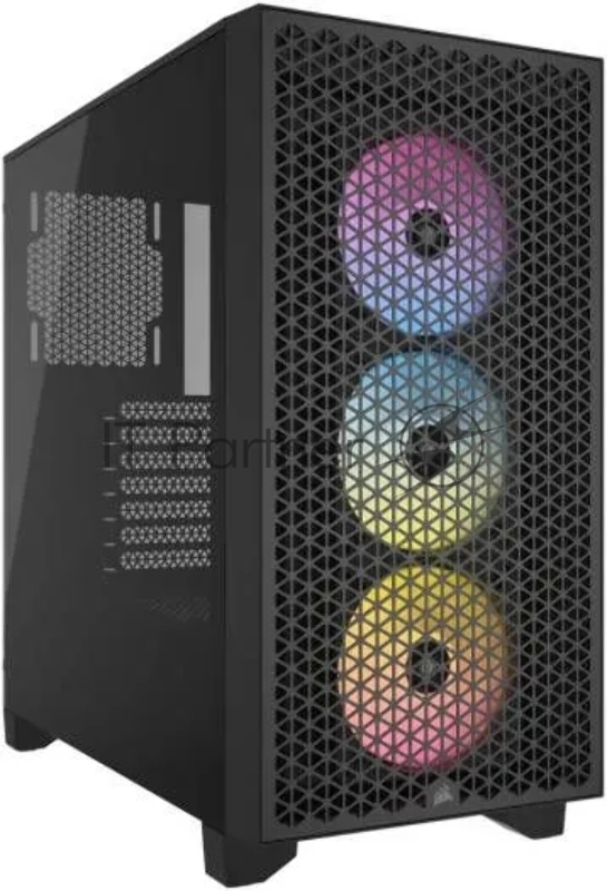 Корпус без блока питания Corsair 3000D RGB Airflow, Midi-Tower, TG, 3x120mm RGB, 2xUSB-A 3.2, E-ATX, ATX, mATX, mITX Black