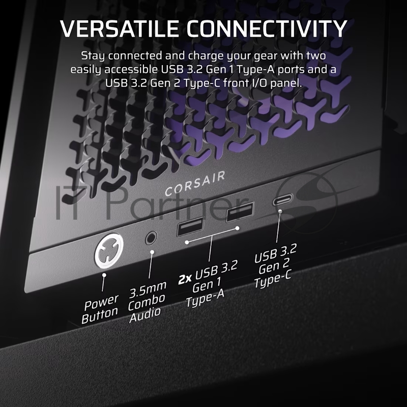 Корпус без блока питания Corsair Frame 4000D RS ARGB, Midi-Tower, TG, 3x120mm ARGB, 2xUSB-A 3.2, 1xUSB 3.2 Type-C, E-ATX, ATX, mATX, mITX Black