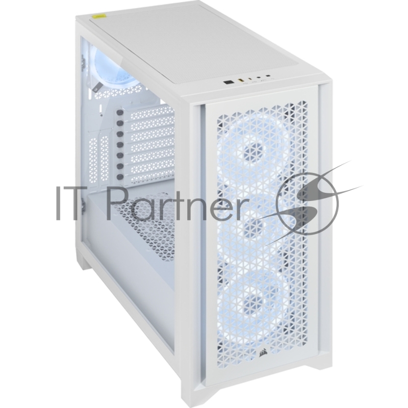 Корпус без блока питания Corsair iCUE 4000D RGB Airflow, Midi-Tower, TG, 3x120mm RGB, 1xUSB-A 3.2, 1xUSB 3.2 Type-C, E-ATX, ATX, mATX, mITX White