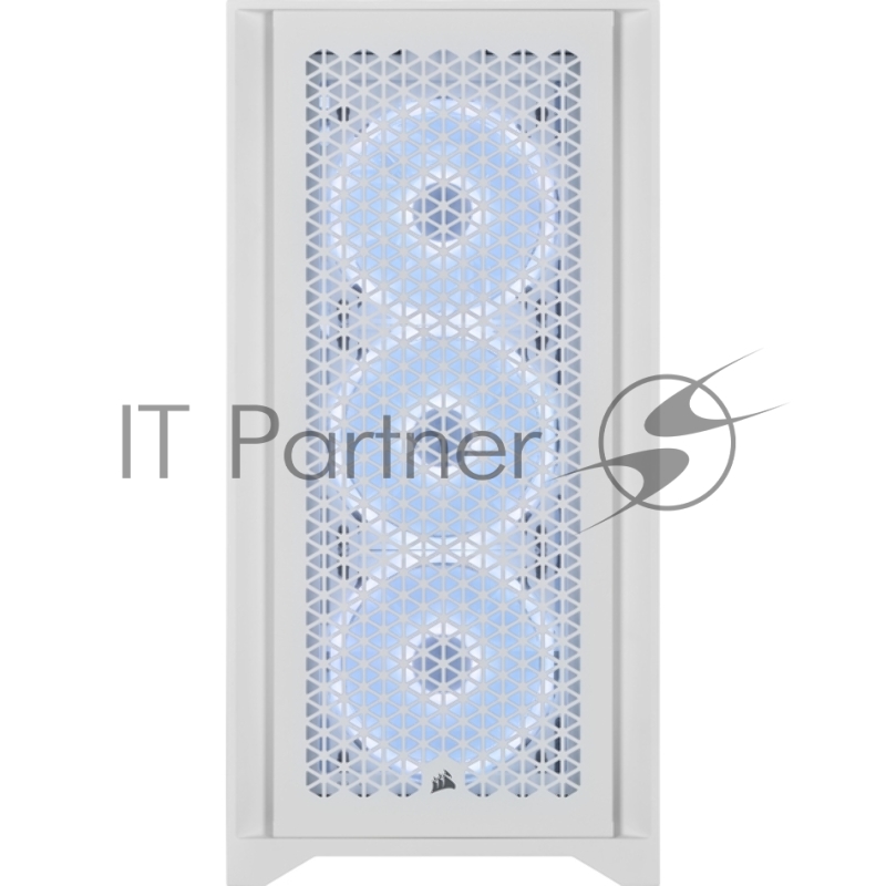 Корпус без блока питания Corsair iCUE 4000D RGB Airflow, Midi-Tower, TG, 3x120mm RGB, 1xUSB-A 3.2, 1xUSB 3.2 Type-C, E-ATX, ATX, mATX, mITX White