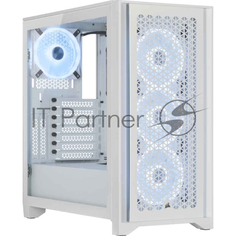 Корпус без блока питания Corsair iCUE 4000D RGB Airflow, Midi-Tower, TG, 3x120mm RGB, 1xUSB-A 3.2, 1xUSB 3.2 Type-C, E-ATX, ATX, mATX, mITX White