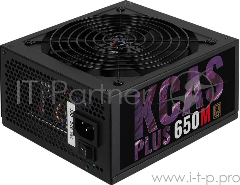 Блок питания Aerocool 650W RTL KCAS-650M PLUS { 80+ bronze (24+4+4pin) APFC 120mm fan 7xSATA RTL}