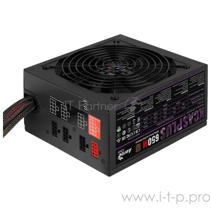 Блок питания Aerocool 650W RTL KCAS-650M PLUS { 80+ bronze (24+4+4pin) APFC 120mm fan 7xSATA RTL}