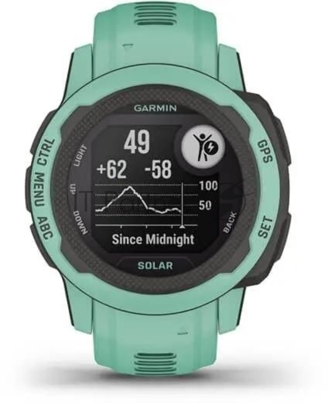 Смарт-часы Garmin Instinct 2S Solar Tactical 20мм 1.3 AMOLED корп.черный/мятный рем.мятный (010-02564-02)