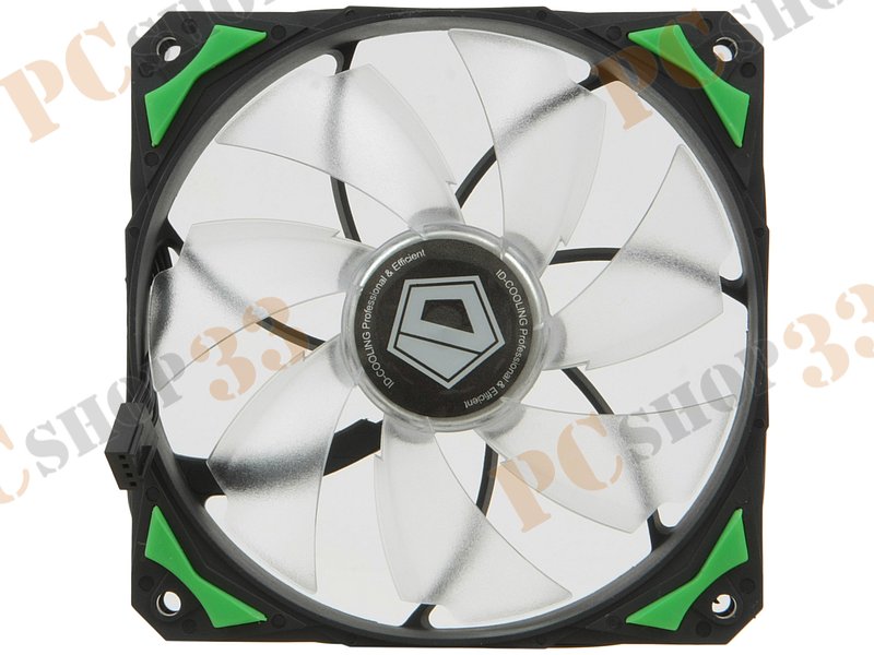 Вентилятор ID-Cooling PL 12025-G d120мм, 600-2200об./мин., подсветка (питание от мат.платы и разъема питания ATA HDD)