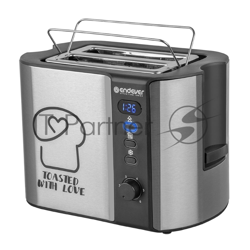 Тостер электрический ENDEVER Skyline ST-127, мощность 800 Вт, цвет стальной/черный, 6 реж. поджаривания, 2 отсека для тостов, 4 шт/уп