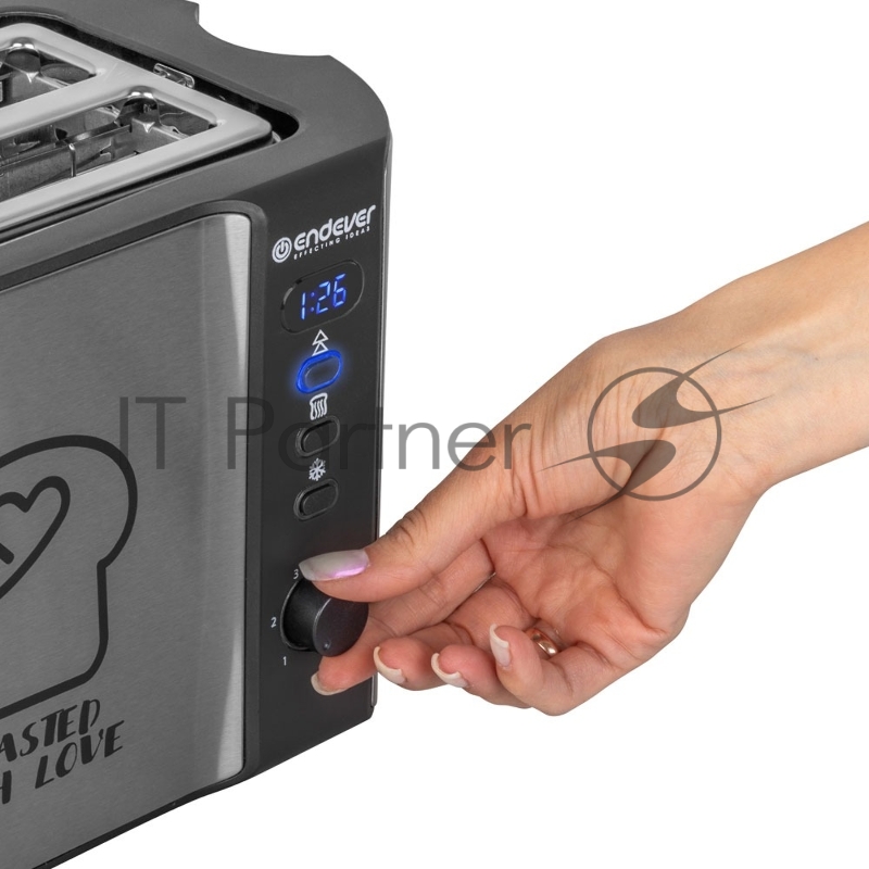 Тостер электрический ENDEVER Skyline ST-127, мощность 800 Вт, цвет стальной/черный, 6 реж. поджаривания, 2 отсека для тостов, 4 шт/уп