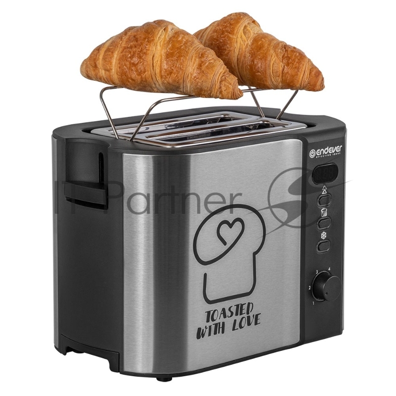 Тостер электрический ENDEVER Skyline ST-127, мощность 800 Вт, цвет стальной/черный, 6 реж. поджаривания, 2 отсека для тостов, 4 шт/уп