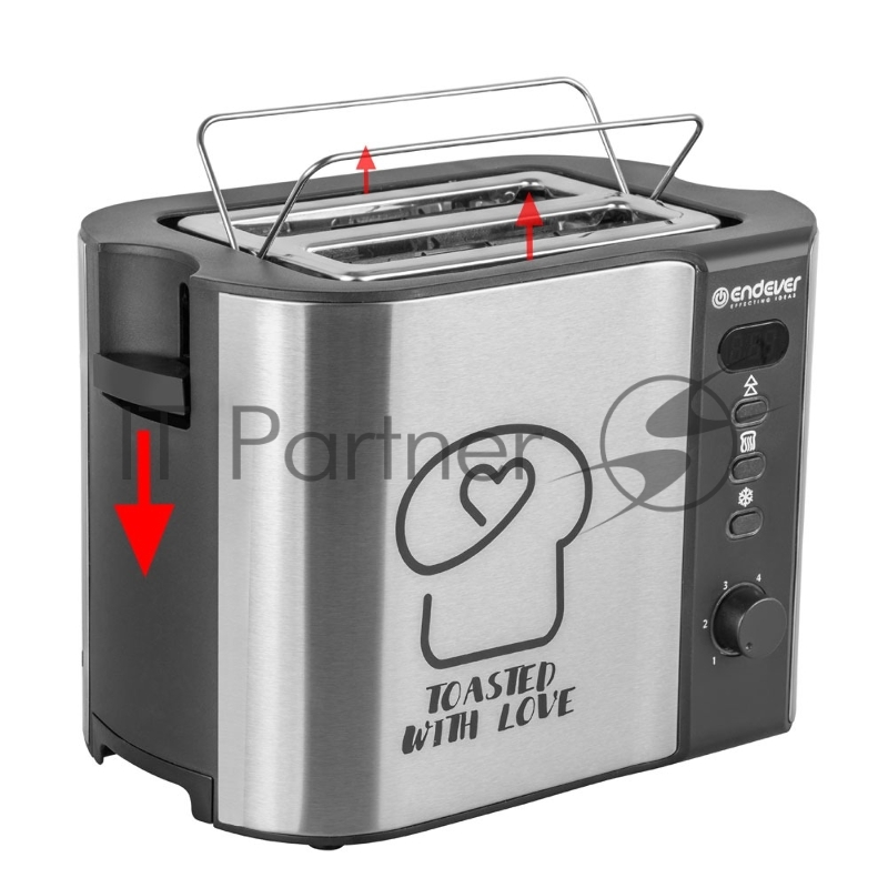 Тостер электрический ENDEVER Skyline ST-127, мощность 800 Вт, цвет стальной/черный, 6 реж. поджаривания, 2 отсека для тостов, 4 шт/уп