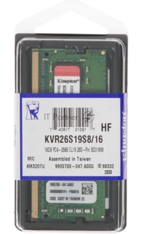 Оперативная память Kingston Valueram, DDR4, 16 GB (1x16 GB), 2666 MHz, CL19, SO-DIMM