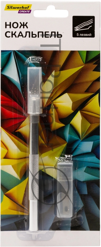 Резак-скальпель Silwerhof Create 5 сменных лезвий металл