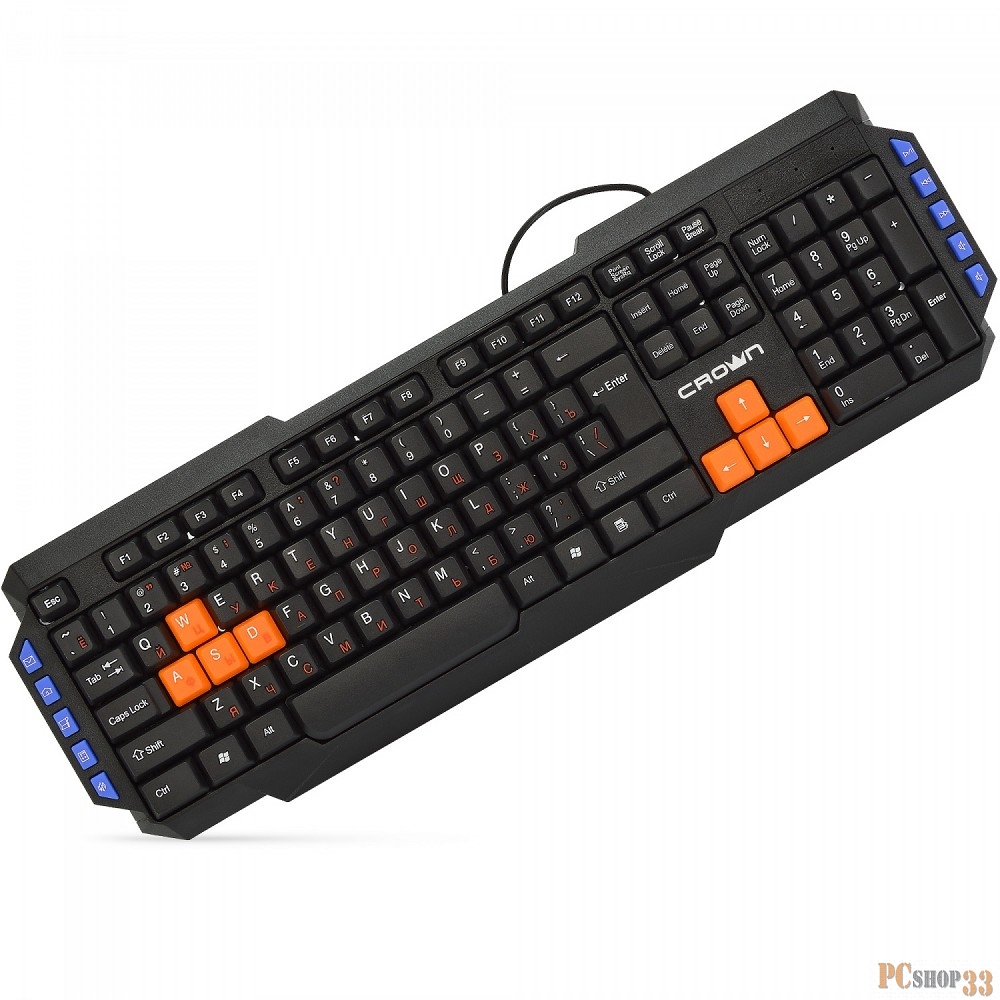 Клавиатуры, Манипуляторы CROWN CMK-483 CM000002176 Клавиатура мультимедийная {114 клавиш (10 - hotkeys), длина провода: 1.8 м, USB}