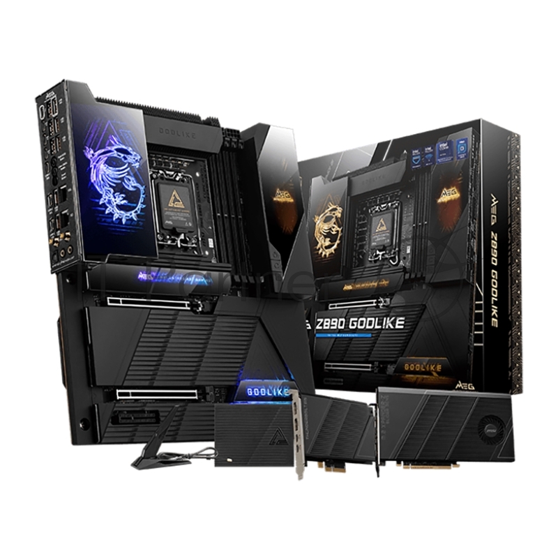 Материнская плата MSI MEG Z890 GODLIKE Z890, LGA1851, 4*DDR5, 2*PCIEx16, 1*PCIEx4, 8*M.2, 7*TypeC, 8*USB3.2Gen2, 4*USB3.2Gen1, 4*USB2.0, 4*SATA3.0, 10G, 5G, 2xType-C(DP), E-ATX, RTL