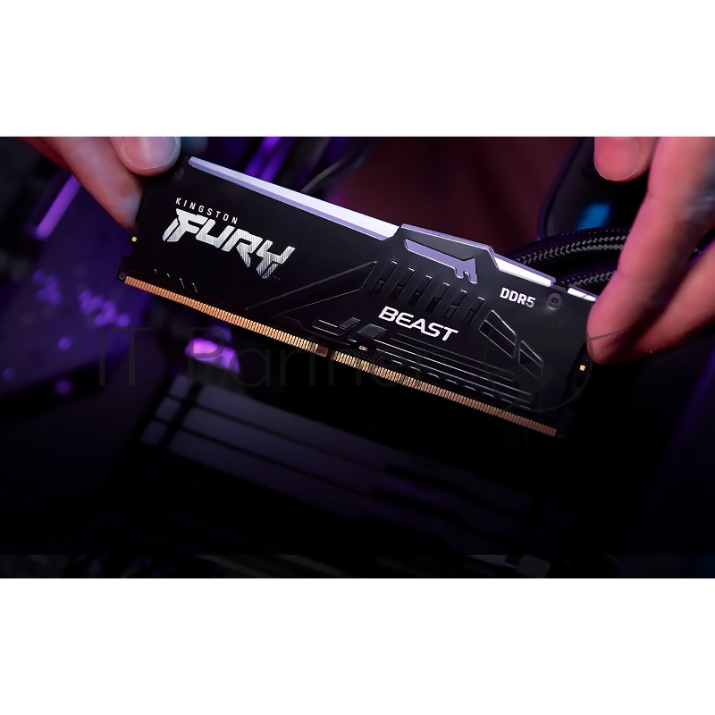 Оперативная память Kingston Fury Beast, DDR5, 16 GB (1x16 GB), 6000 MHz, CL30, с радиатором, RGB, черный