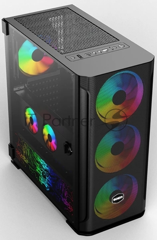 Корпус SOEYI «AX1-B10 SOEYI ATX case with black coating front panel with flat small mesh, without»