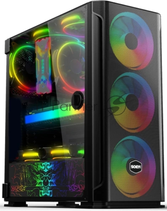 Корпус SOEYI «AX1-B10 SOEYI ATX case with black coating front panel with flat small mesh, without»