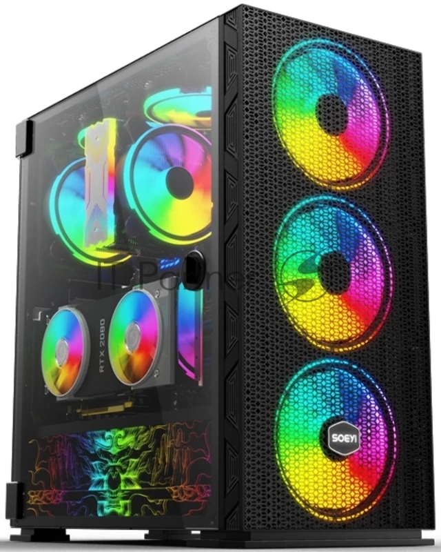 Корпус SOEYI «AX8-B20 SOEYI ATX case with black coating front panel with flat bigger mesh, without»