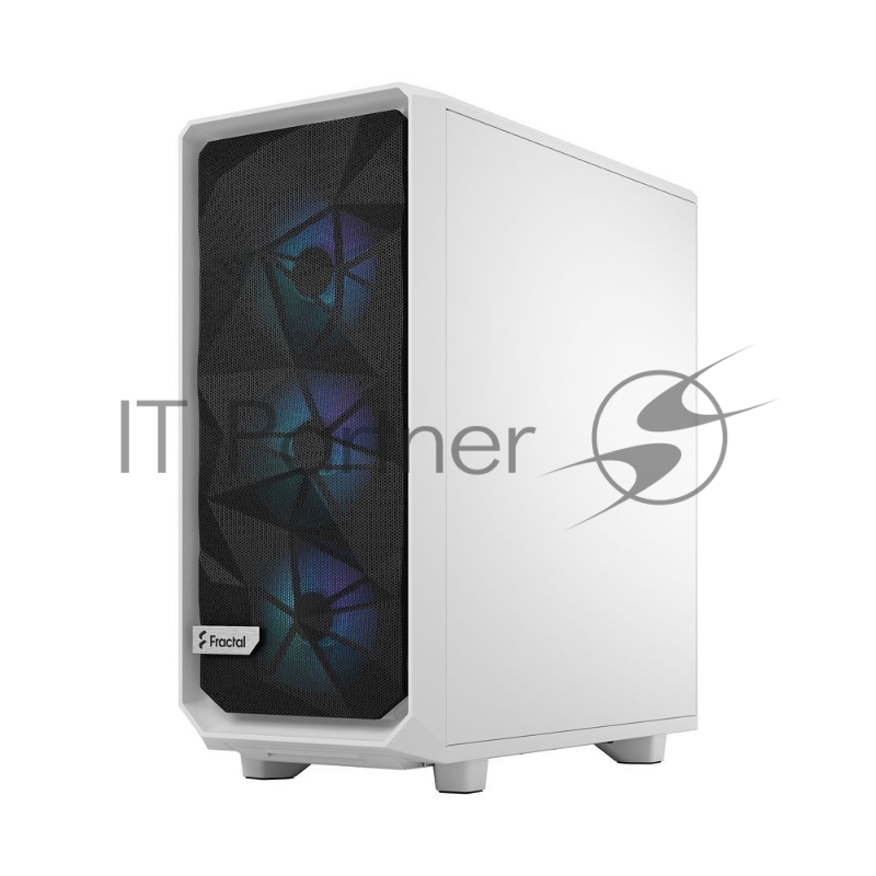 Корпус ПК без блока питания Fractal Design Meshify 2 Compact RGB TG Light Tint, Midi-Tower, 4x120mm RGB, 2xUSB-A 3.2 + 1xUSB 3.2 Type-C ATX, mATX, mITX White