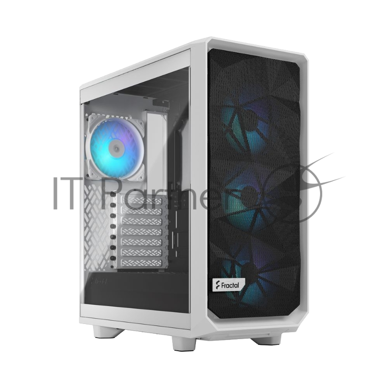 Корпус ПК без блока питания Fractal Design Meshify 2 Compact RGB TG Light Tint, Midi-Tower, 4x120mm RGB, 2xUSB-A 3.2 + 1xUSB 3.2 Type-C ATX, mATX, mITX White