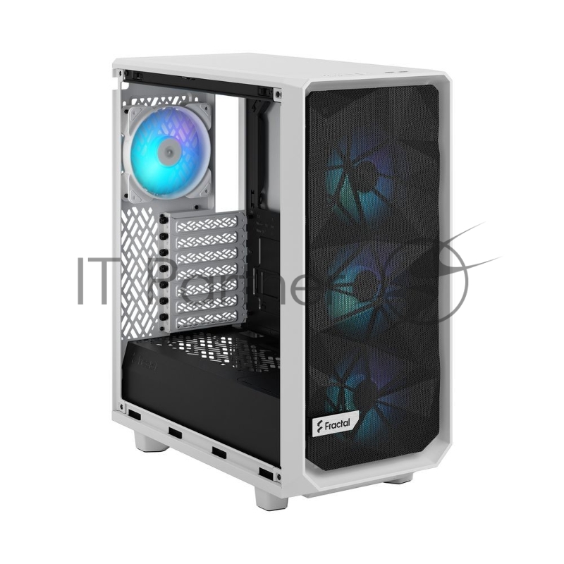 Корпус ПК без блока питания Fractal Design Meshify 2 Compact RGB TG Light Tint, Midi-Tower, 4x120mm RGB, 2xUSB-A 3.2 + 1xUSB 3.2 Type-C ATX, mATX, mITX White