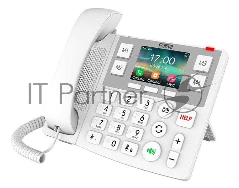 Телефон Fanvil Care Series IP Phone3.5 320 x 240-pixel color display2 SIP Line4 Quick KeyBig ButtonWIFI 2.4GHz & 5GHzHAC HandsetG.722, OpusSOS ButtonDesktop Stand/Wall Mountable(optional)