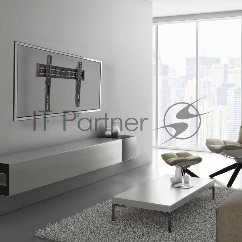 Кронштейн для телевизора настенный Tuarex OLIMP-304 black для TV 26-60 max 55 кг, 1 ст св., нак. 0°-12°, от ст. 37 мм., max VESA 400x400 мм.