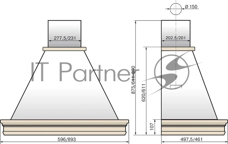 Кухонная вытяжка ELIKOR Вилла Валенсия 90П-650-П3Д КВ II М-650-90-348 топ.молоко/дуб неокр