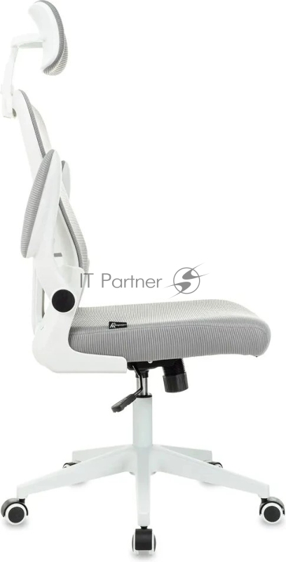 Кресло руководителя Бюрократ Aster серый с подголов. крестов. пластик пластик белый