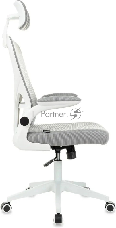 Кресло руководителя Бюрократ Aster серый с подголов. крестов. пластик пластик белый