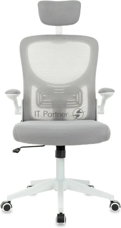 Кресло руководителя Бюрократ Aster серый с подголов. крестов. пластик пластик белый