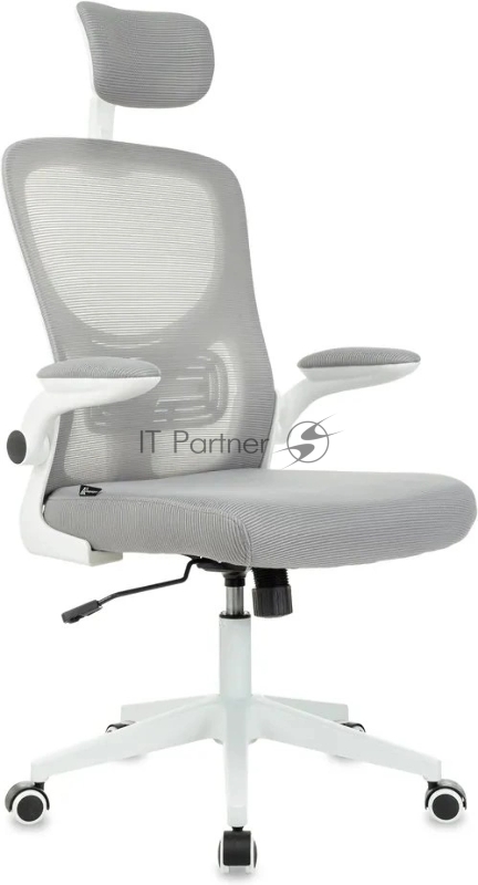 Кресло руководителя Бюрократ Aster серый с подголов. крестов. пластик пластик белый