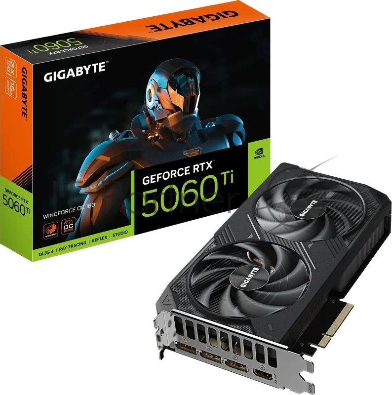 Видеокарта Gigabyte RTX5060Ti WINDFORCE OC 16GB GDDR7 128bit 3xDP HDMI 2FAN RTL