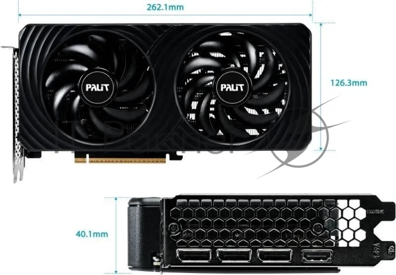 Видеокарта Palit PCI-E 5.0 RTX5060Ti DUAL NVIDIA GeForce RTX 5060TI 16Gb 128bit GDDR7 2407/28000 HDMIx1 DPx3 HDCP Ret