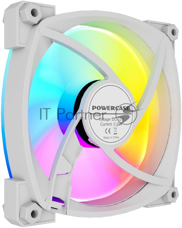 Вентилятор Powercase M55MR-12W ARGB белый 120x120x25mm (PWM, 100шт./кор, 4pin PWM (M+F)+ 3pin ARGB (M+F), 600-1500±10% об/мин)