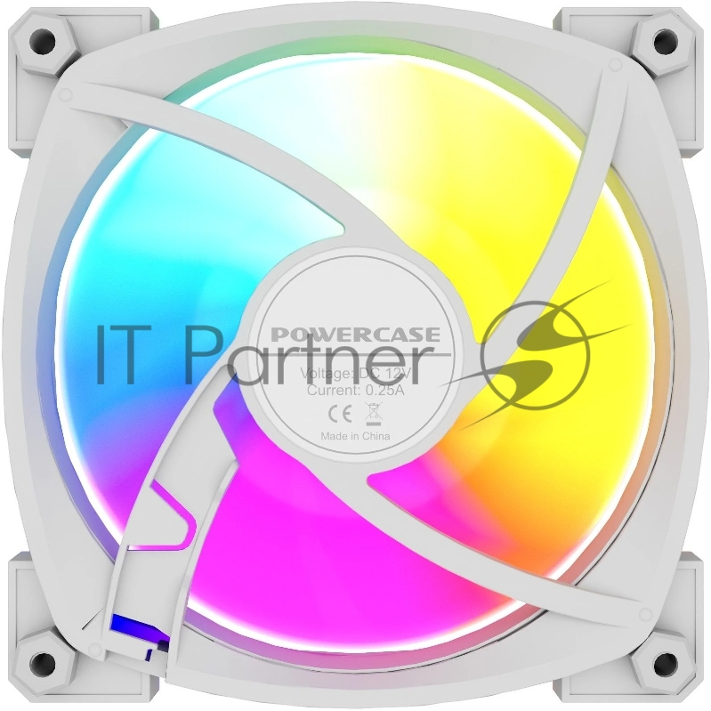 Вентилятор Powercase M55MR-12W ARGB белый 120x120x25mm (PWM, 100шт./кор, 4pin PWM (M+F)+ 3pin ARGB (M+F), 600-1500±10% об/мин)