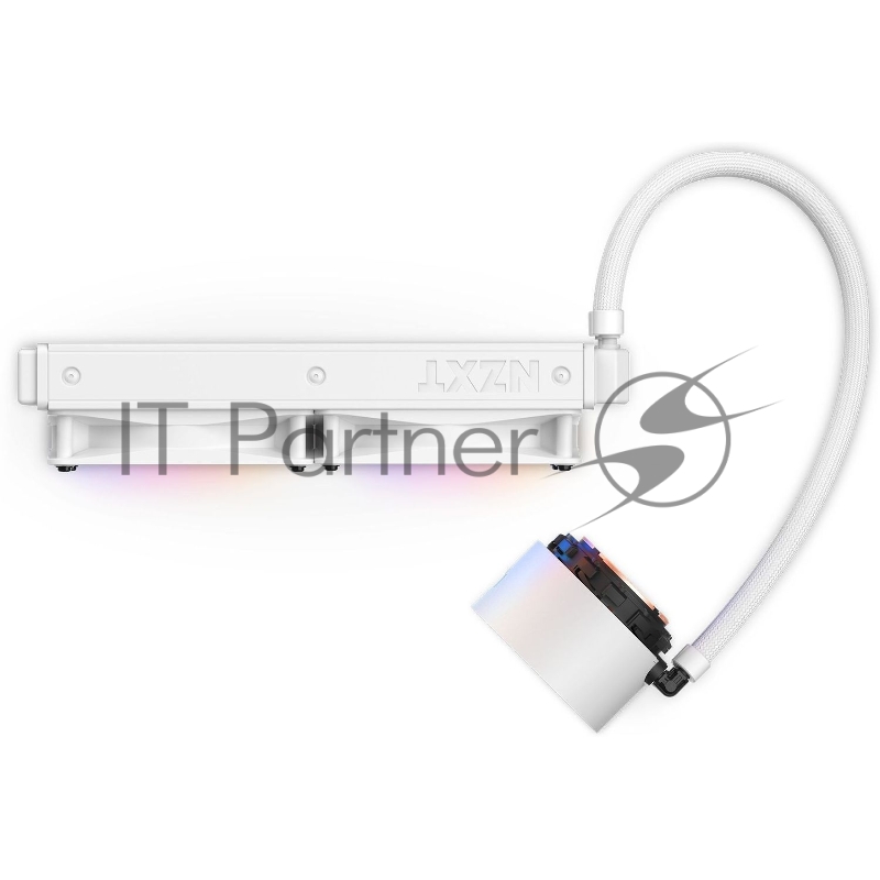 Система жидкостного охлаждения NZXT Kraken Elite 240 RGB (250W, 240mm, LED temp., White, RGB/ Fans: 1xF240 RGB Core Fan, 75.12CFM, 30dBA, 2400RPM/ Pump height 65mm, 2800RPM, Rad thickness 27mm/ S: 1851, 1700, 1200, 115X, AM5, AM4)