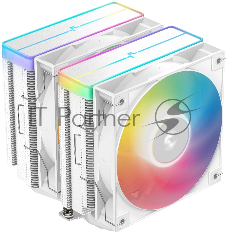 Кулер для процессора DEEPCOOL AG620 WH ARGB V2 LGA20XX/1700/1200/115X/AM5/AM4 (9шт/кор, TDP 260W, PWM, ARGB DUAL Fan 120mm, 6 тепл. трубок, белый) RET