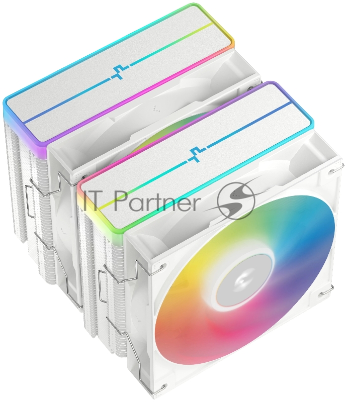 Кулер для процессора DEEPCOOL AG620 WH ARGB V2 LGA20XX/1700/1200/115X/AM5/AM4 (9шт/кор, TDP 260W, PWM, ARGB DUAL Fan 120mm, 6 тепл. трубок, белый) RET