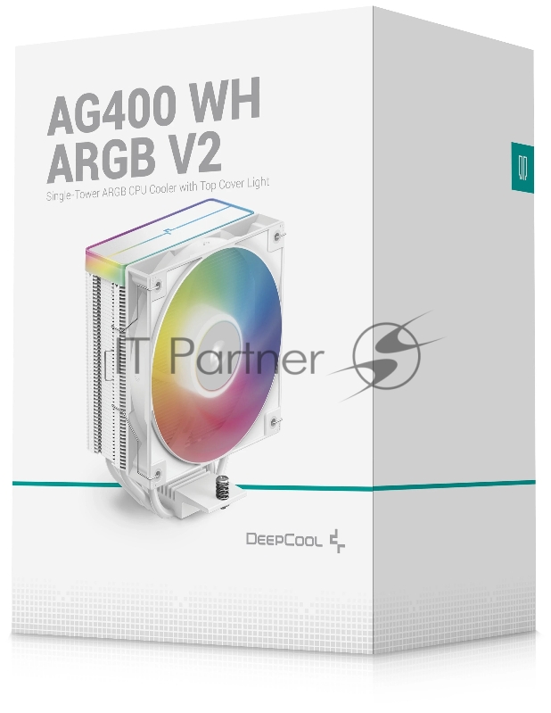 Кулер для процессора DEEPCOOL AG400 WH ARGB V2 LGA1851/1700/1200/115X/AM5/AM4 (18шт/кор, TDP 220W, PWM, ARGB Fan 120mm, 4 тепл. трубки, белый) RET
