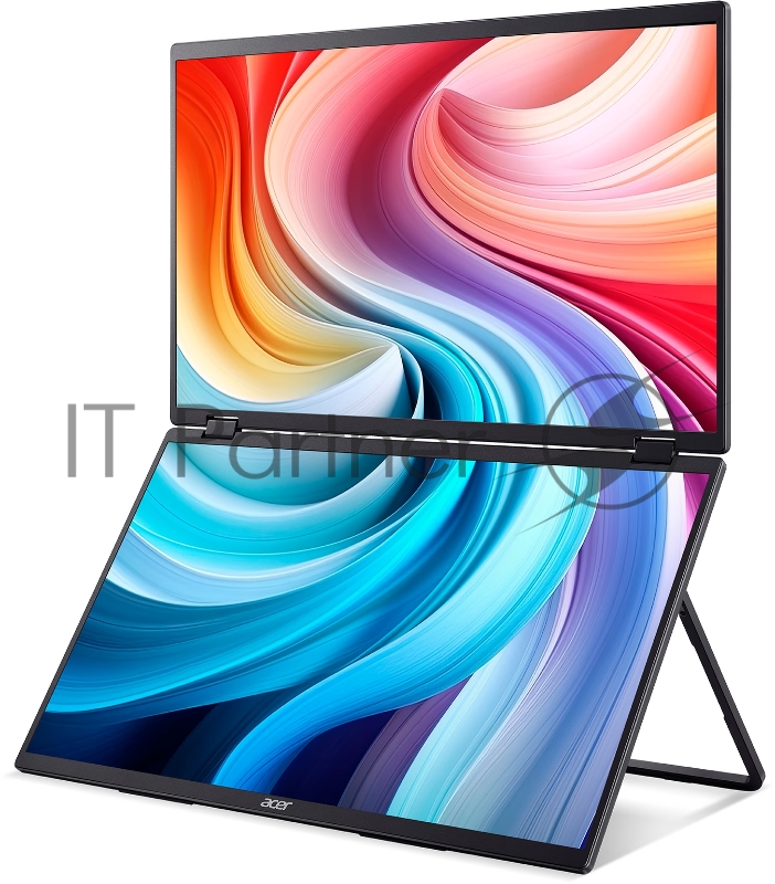 Монитор Acer PD193QEbmiuux 18,5, Double Portable monitor, UltraThin Black, 16:9, IPS, 1920x1080, 4ms, 250cd, 100Hz, 1xHDMI + 2xType-C(15W) + SPK + Audio Out, Speakers 2Wx2, sync: FreeSync, Vesa:100x100